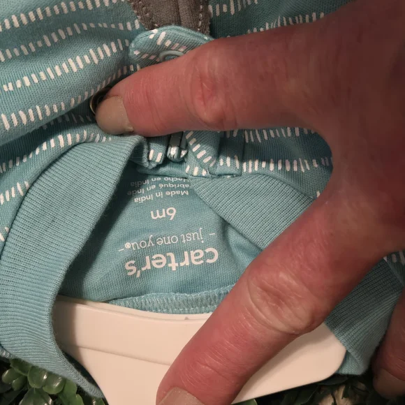 Carter's Aqua Striped Baby Footie with Shark - Picture 4 of 7